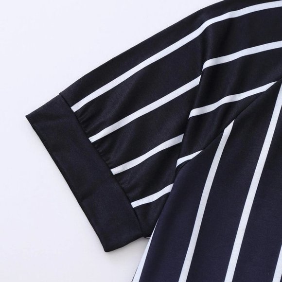 Red And Black Mens Striped Tee - Picture 5 of 5